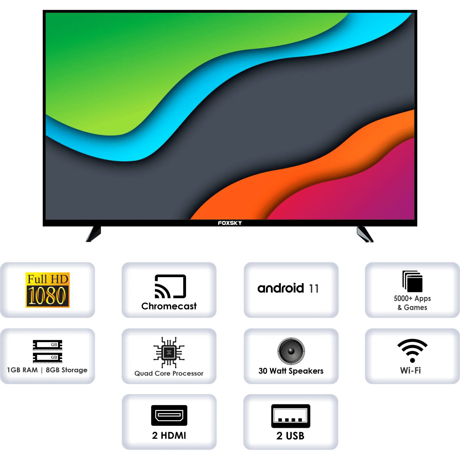 Buy Foxsky Fsfhs 101 Cm 40 Inch Full Hd Led Smart Android Tv With Stereo Speakers 2022 Model 1188